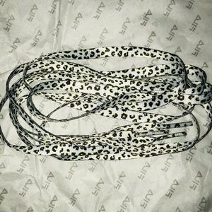 White Green Cheetah Leopard Animal Print Shoe Laces